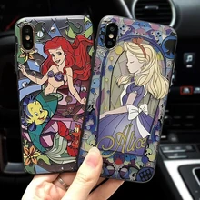 

Cartoon Mermaid Alice Relief Phone cases for iphone X 7 7Plus hard Case For iphone X 6 6s 8 6/8plus 6splus