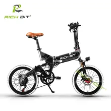 RichBit Mtb ebike 48V 8AH Hidden Battery Folding Electric Bike 7 Speeds Electric Bicycle With USB Cell Phone Recharger Holder