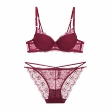Новая Сексуальная кружевная полая Глубокий V тонкий бюстгальтер набор красоты Назад Бюстгальтер Нижнее белье пуш-ап комплект нижнего белья