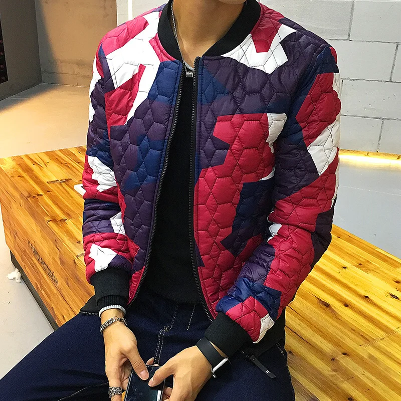 Camouflage Fashion Winter Padded Jackets for Men quilted Cotton Slim