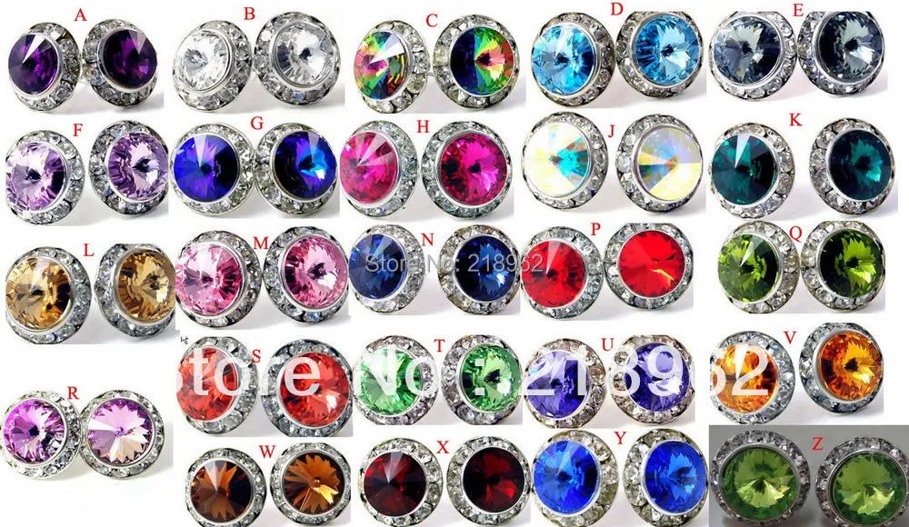

13mm diamater dollar shop discount cheap earring with 8mm acrylic stone crystals inside post earring