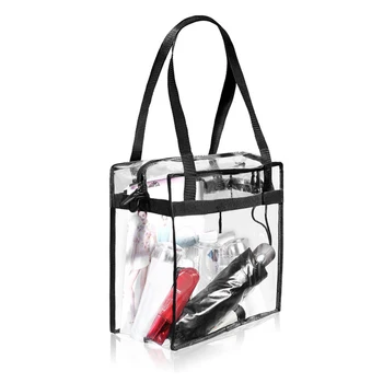 

Environmentally PVC Transparent Storage Bags Stadium Approved Clear Tote Bag Shopping Bag Shoulder Handbag