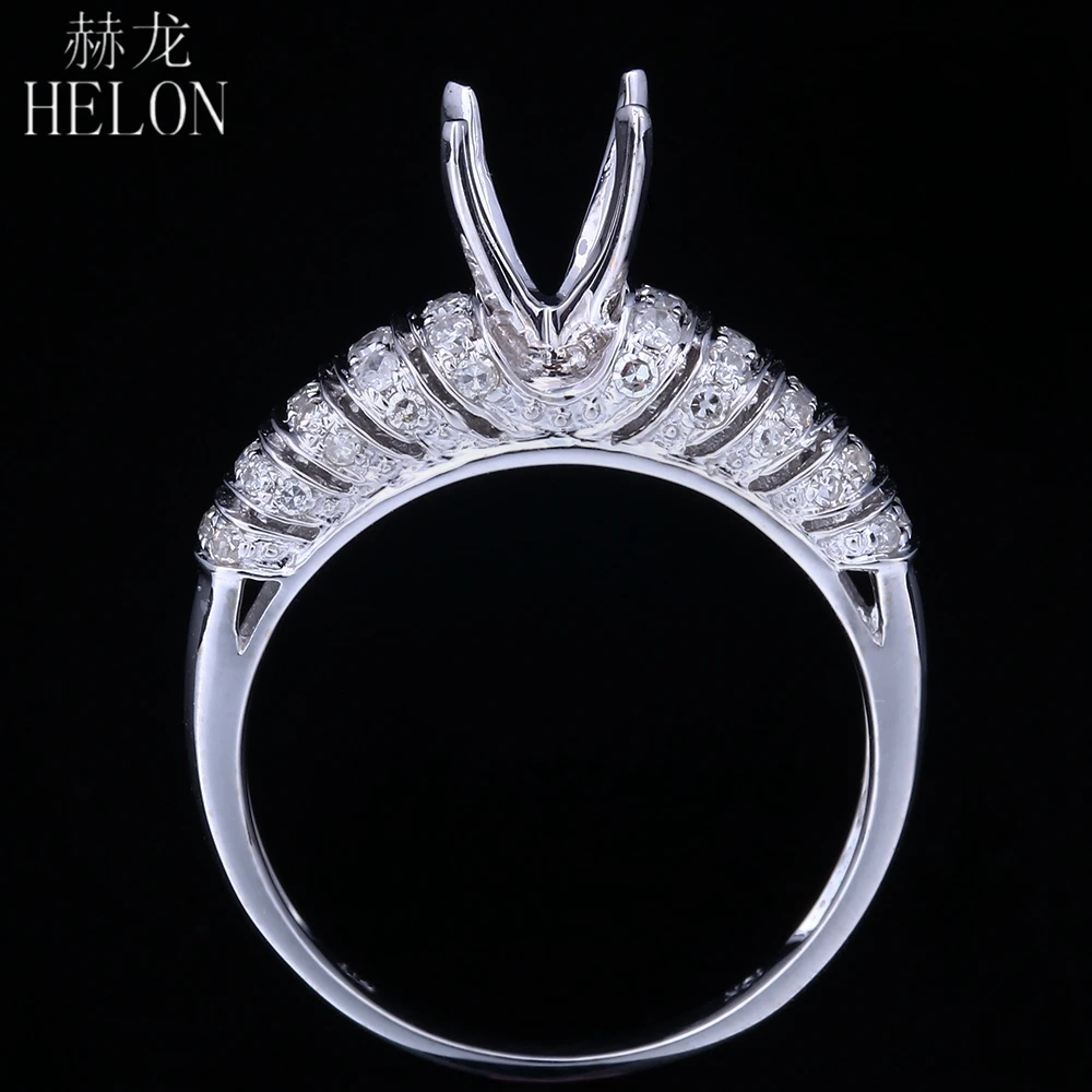 HELON, 10 к, белое золото, 6,25 мм до 7,25 мм, круглая огранка, полукрепление, 0.35ct, настоящие природные алмазы, обручальное кольцо