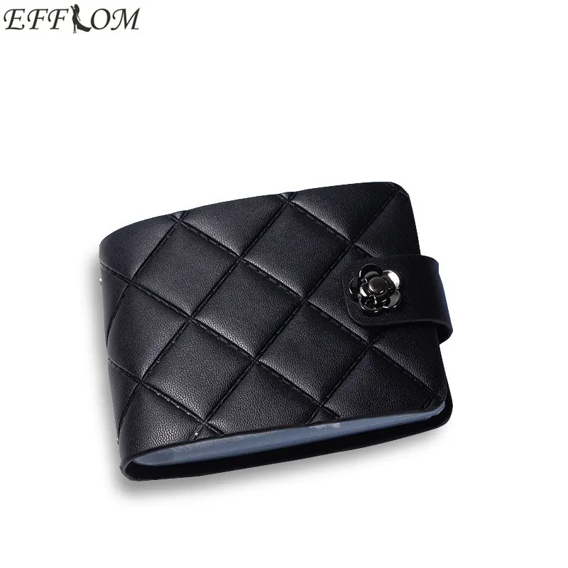 

26 Card Slot Genuine Leather Women Card Id Holders Plaid Hasp Document Bag Card Protector Fashion Travel Wallet for Credit Cards