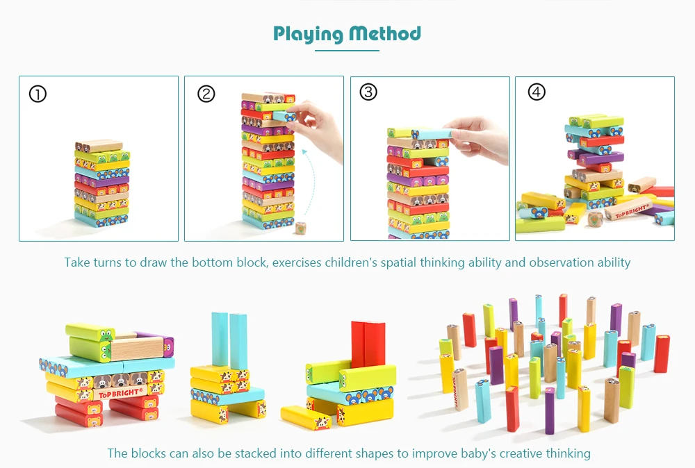Деревянная Башня лиственных пород строительные блоки головоломка игрушка укладчик экстракт здание учебная доска животных каскадные игры Детские игрушки