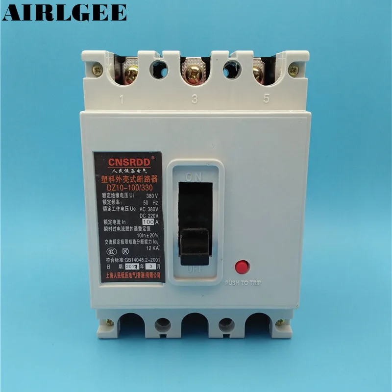 AC 380V DC 220V 100A 3P Moulded Case Circuit Breaker
