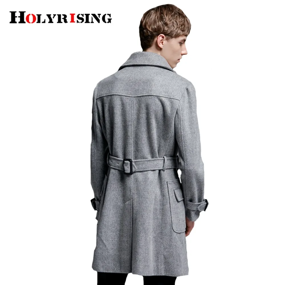 Holyrising классические мужские шерстяные пальто повседневные с отложным воротником