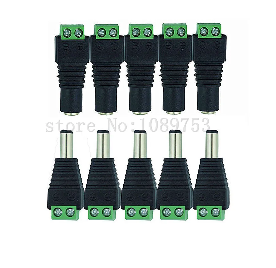 

10 Pairs 2.1 x 5.5mm DC Power Plug Jack Adapter Connecter Socket Plug - Male and Female