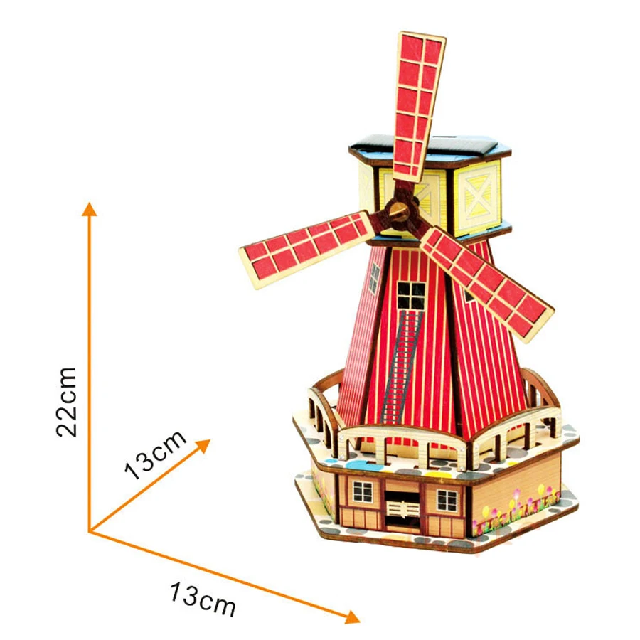 На солнечных батареях Miniaturas дома водонагреватель ветряная мельница творческие игрушки DIY 3D Трехмерная модель деревянная головоломка игрушка для детей