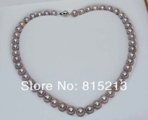 

ddh001026 AAA 9-10mm Round lavender freshwater Pearl Necklace