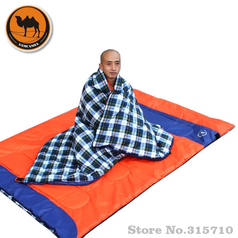 في الهواء الطلق مزدوجة كيس النوم مغلف الربيع والخريف التخييم المشي المحمولة كيس النوم ملء cottom للزوجين