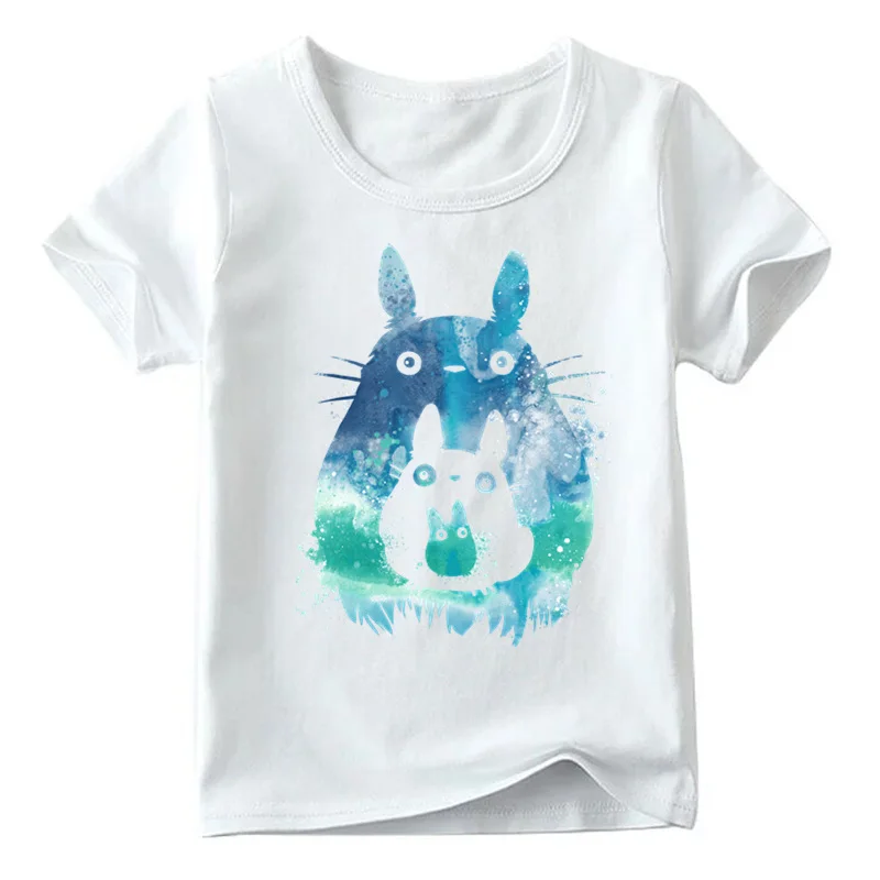 Футболка с принтом японского аниме, для мальчиков и девочек, с унесенным спиром, детские летние белые топы, детская забавная футболка с рисунком Тоторо, ooo2418 - Цвет: White Q