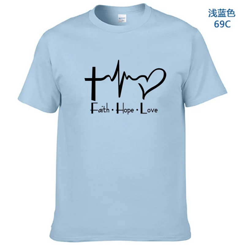 Мужская футболка с коротким рукавом Faith Hope Love Повседневная круглым вырезом топы