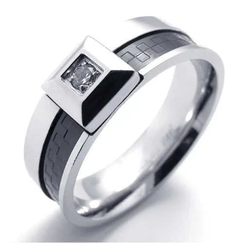 punk accessories titanium stainless steel ring black silver g grain clear cz diamond men rings wedding - Black And Silver Wedding Rings punk accessories titanium stainless steel ring black silver g grain clear cz diamond men rings wedding - Black And Silver Wedding Rings