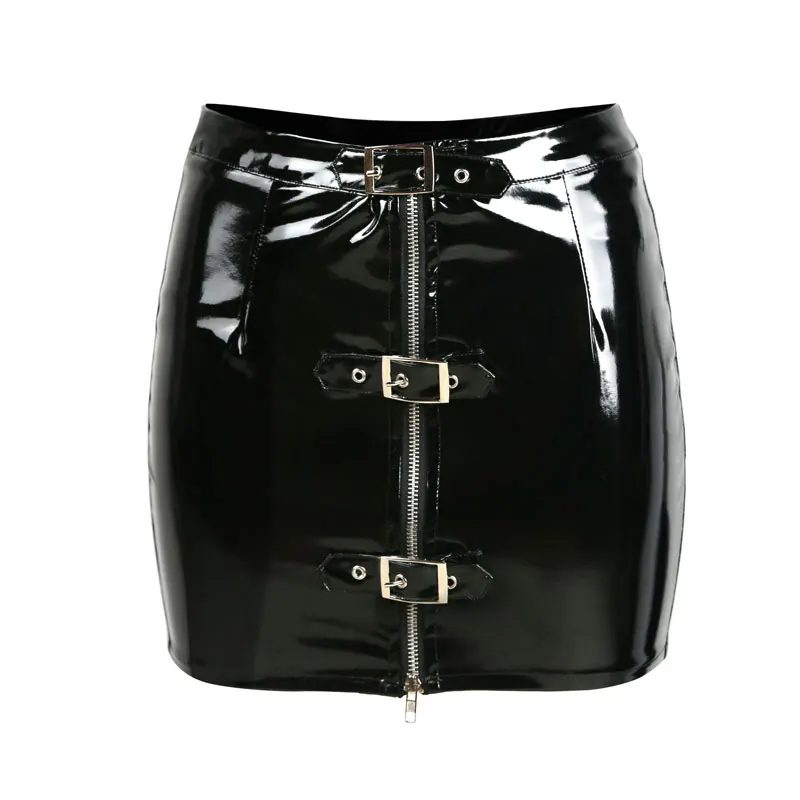 Сексуальная Женская молния открытая ПВХ блестящая мини-юбка в полоску со шнуровкой обтягивающая Бедро тонкая юбка облегающее платье-карандаш юбка плюс размер F34