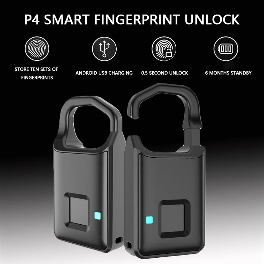 

USB Rechargeable P4 Smart Lock Accessories Of Keyless Fingerprint Lock Anti-Theft Security Padlock Door Luggage Case Lock
