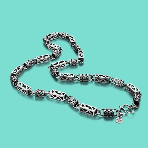 Men's Thai Silver necklaces ethnic Hollow out design 925 silver necklaces 57cm chain necklaces Solid silver jewelry send firend Men's Thai Silver necklaces ethnic Hollow out design 925 silver necklaces 57cm chain necklaces Solid silver jewelry send firend
