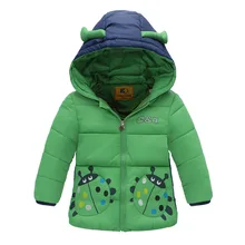 2016 New Winter Jacket Girl Cotton Fanshion Cartoon Cute Beatles Warm Coat Red .Green.Orange 3-7year