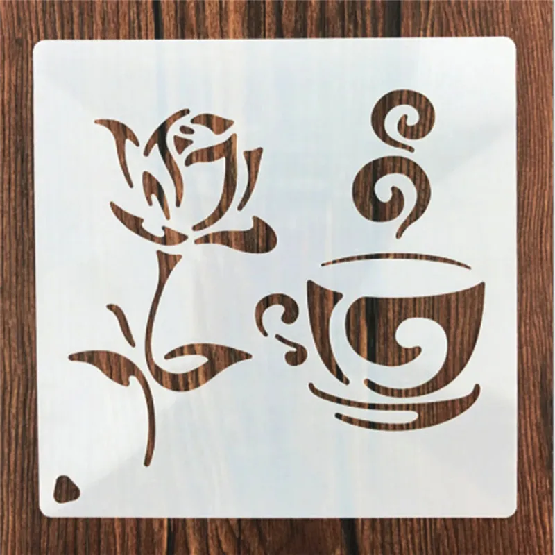 

1Pcs Reusable Coffee Rose Flower Shaped Stencil DIY Stencil For Painting Home Decor Album Crafts Drop Shipping