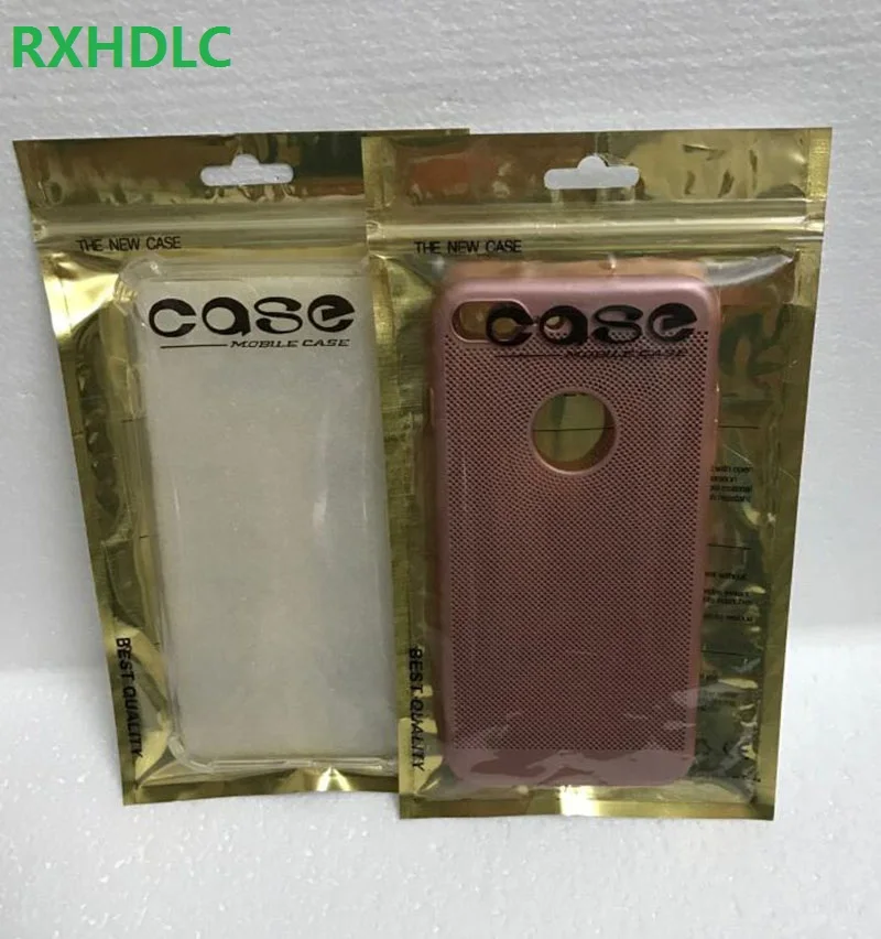 10*18cm Clear Gold Plastic Mobile Phone Case Zip Lock Pack Storage Bag