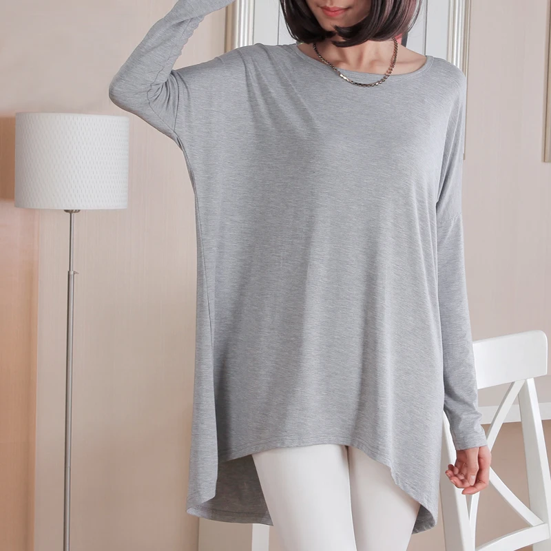 Yihaojia Women's Batwing Long Sleeve T-Shirt - Loose Fit Round Neck Tunic Top, Casual Basic - View #4