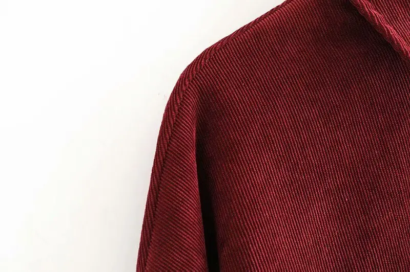 ASDS Для женщин Chic Curduroy блузка с длинными рукавами и карманами плиссированные