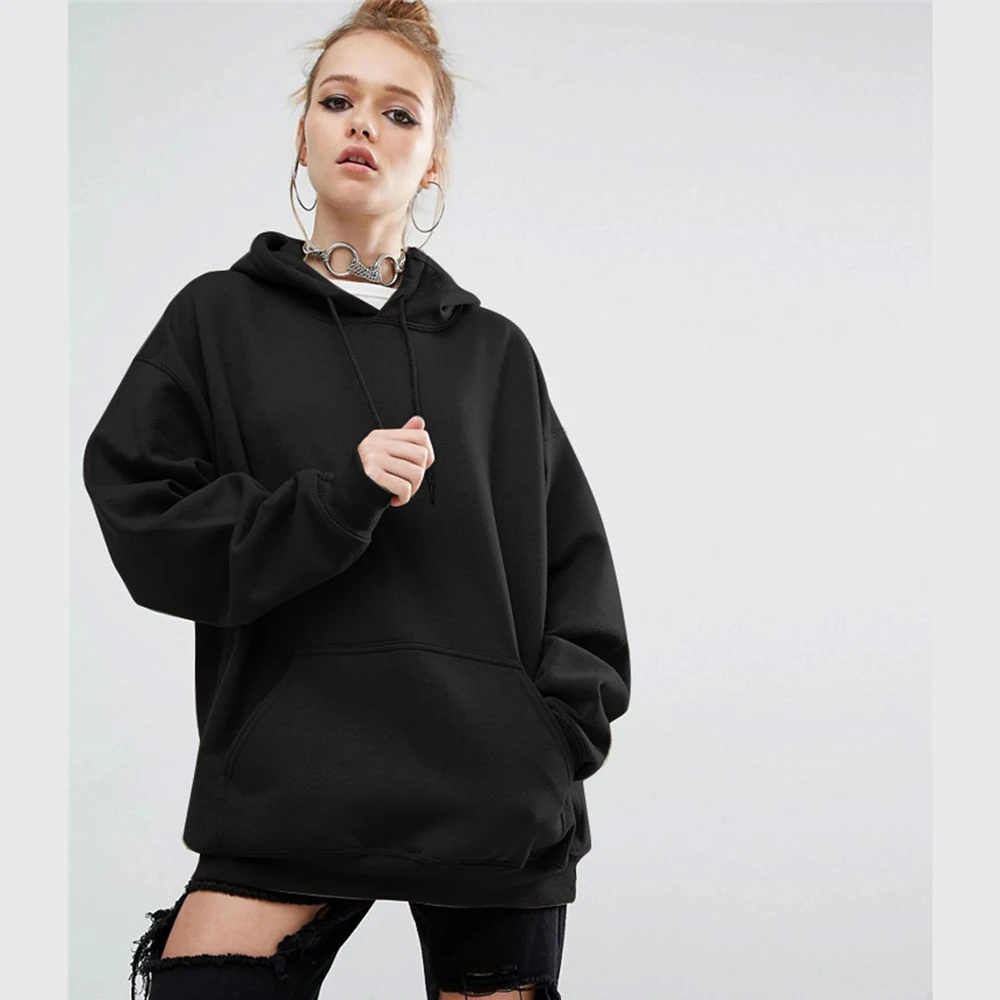 

hoody ladies Solid Sweatshirt Hooded Pocket Tops Blouse Long Sleeve hoodie oversized hoodie woman slim streetwear outwear Gift