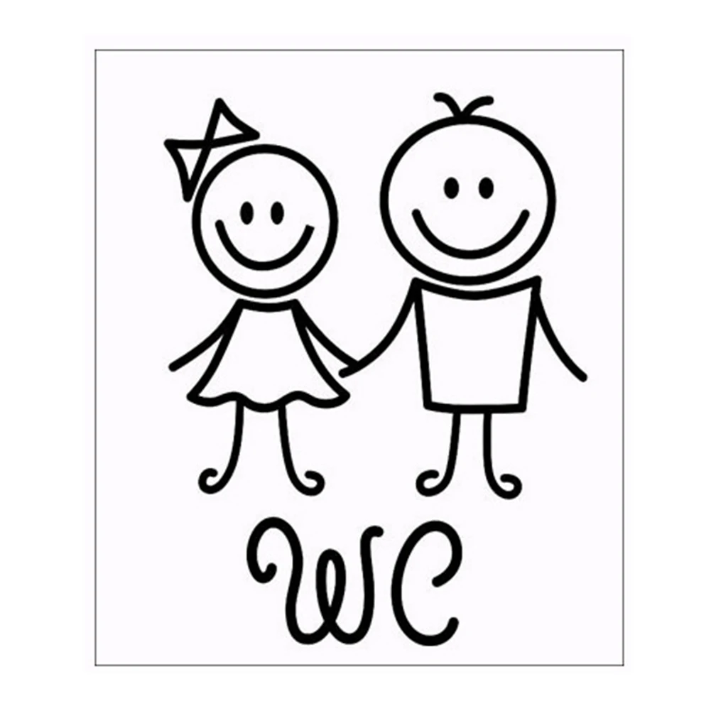 PVC lindo fácil aplicar de dibujos animados casa niña niño WC extraíble reutilizable Auto adhesivo inodoro baño puerta decorativa en el cuarto de baño
