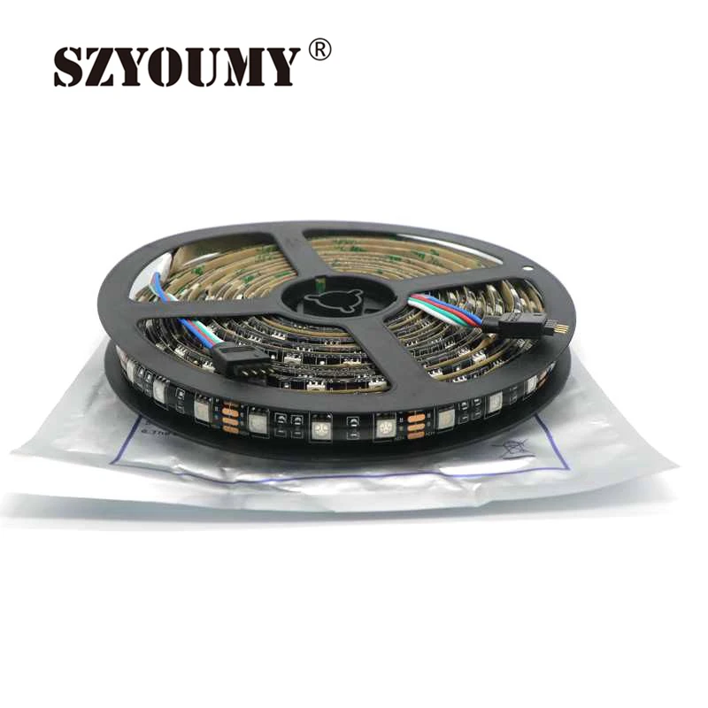 SZYOUMY Черный полоса пропускания pcb 5050 RGB IP20 P65 Водонепроницаемый DC12V 300 светодиодный 5 м гибкая Светодиодные ленты огни 100 м/лот DHL Бесплатная