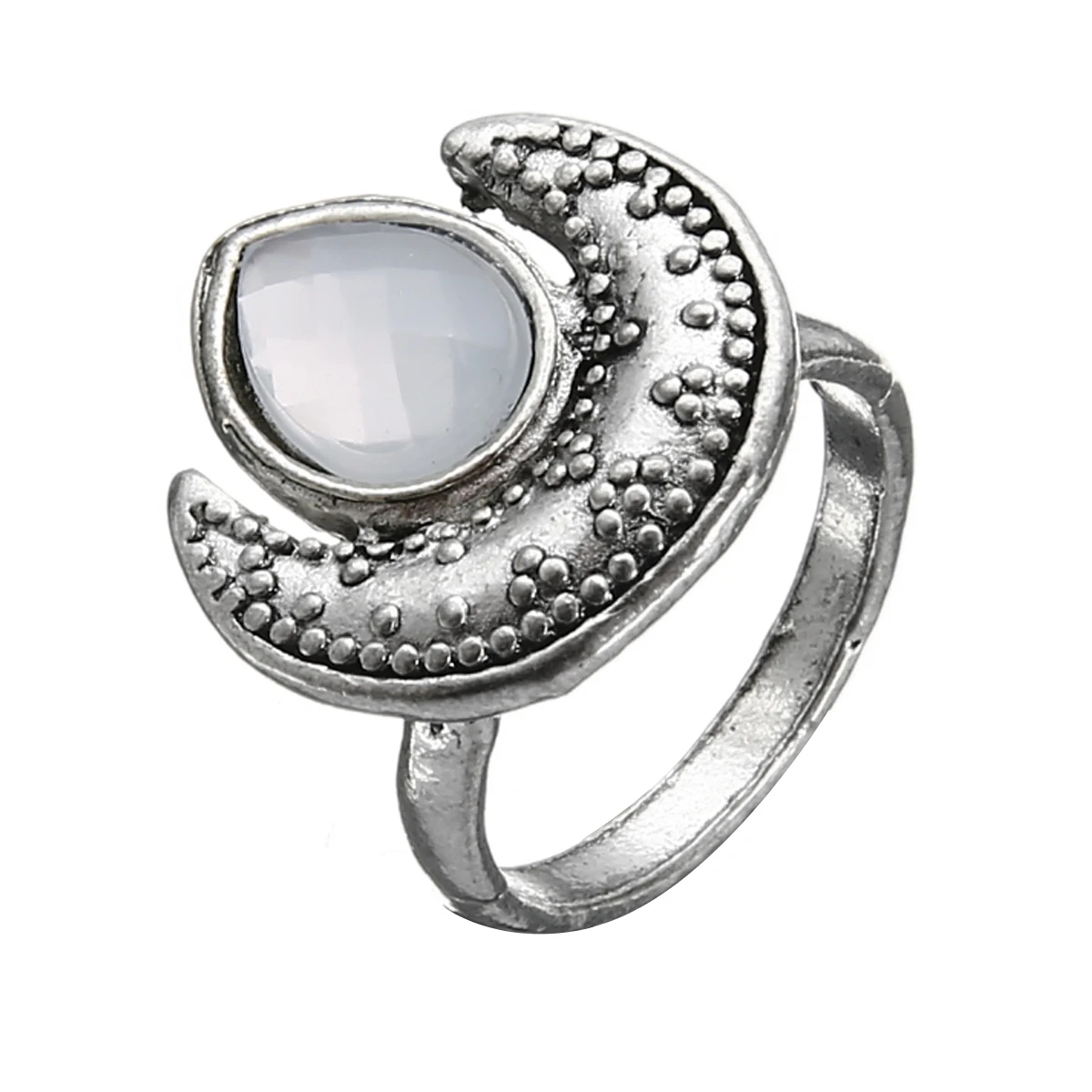 4PCS/Set Vintage Boho Women White Turquoise Silver Knuckle Ring Jewerly
