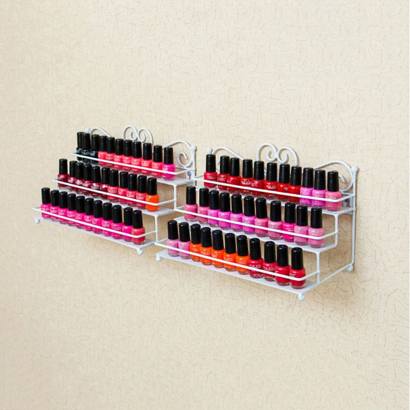 

Nail Polish Desktop Rack 3 Layers Nail Salon Display Stand Storage Holds Iron Art Shelf Holdr Case Shelf Black/White/Coffee