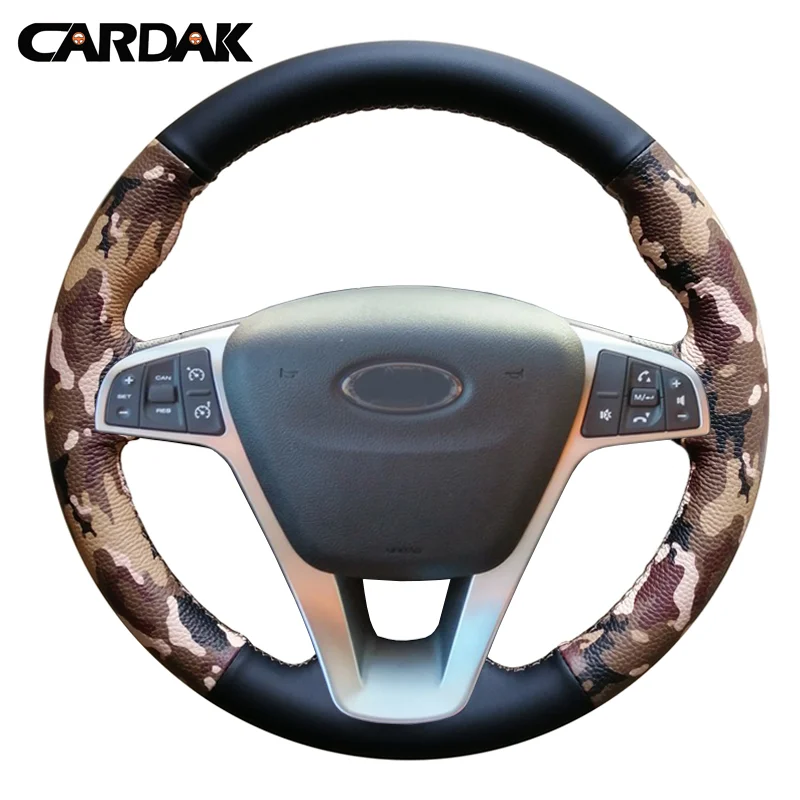 

CARDAK Hand-stitched Black Artificial Leather Car Steering Wheel Cover for Lada Vesta 2015 2016 2017