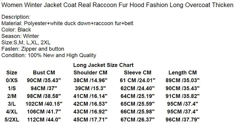 Raccoon Size Chart