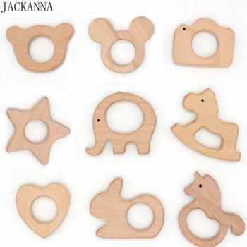 

BPA FREE Natural Wood Teether Cartoon Animal Shape Wooden Baby Teether Toy Safe Newborn Kids Teething Toys Baby Shower Gift