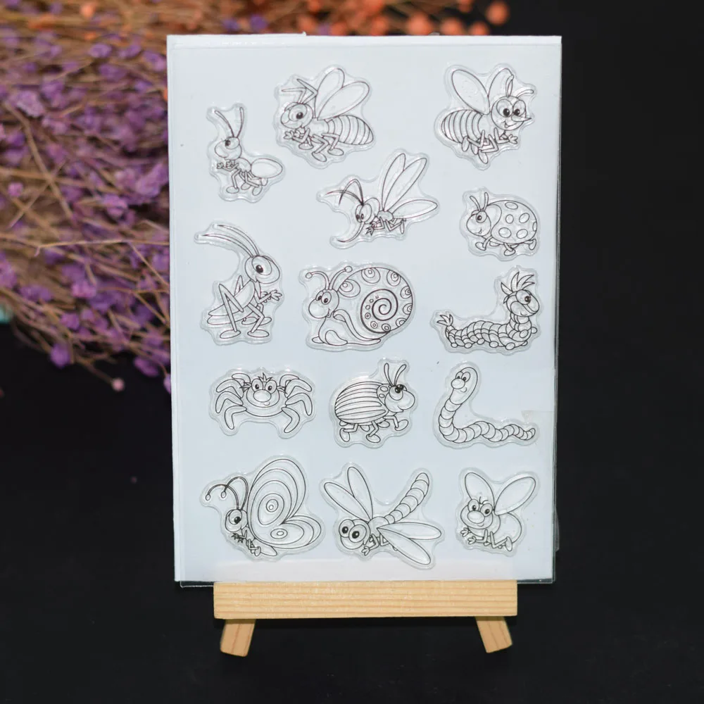 

Clear Stamp Animal insect pattern set Transparent Clear Silicone Stamp/Seal for DIY scrapbooking/photo album Decorative