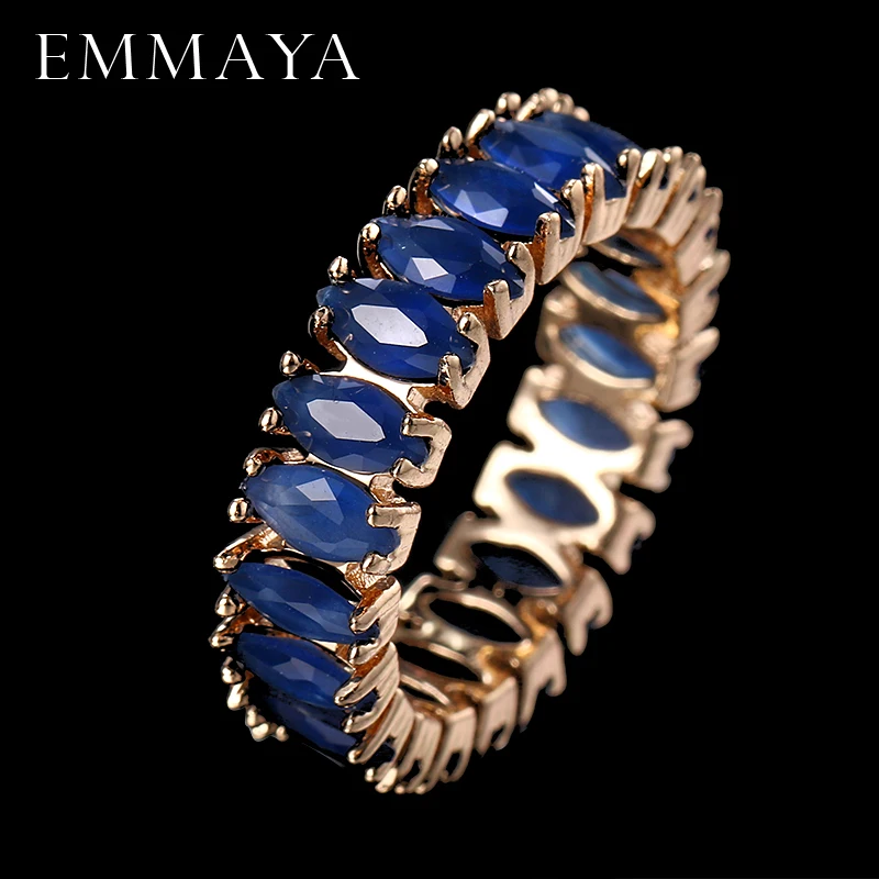 EMMAYA Charming Stone Ring Blue Zircon Fashion Women Wedding Jewelry Engagement Rings Bague Femme