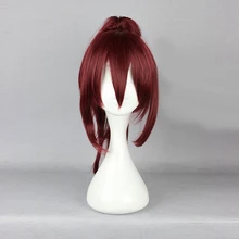 Бесплатно Gou Matsuoka 50 см длинные прямые винно-красные аниме для женщин Синтетический Косплей Полный парик+ хвост H75370F
