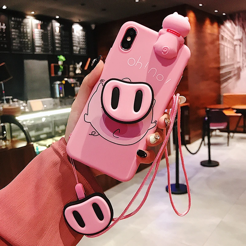 

Cute Cartoon Pig Phone Case For Huawei P10 P20 Lite Plus Mate 20 Pro Nova2 3 Cover Fashion Funny Nose Holder Soft Cases Capa Gel