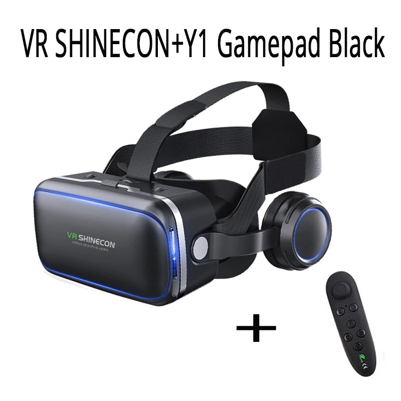 VR SHINECON 6,0 3D очки виртуальной реальности мини Google Cardboard шлем VR очки гарнитуры VR для 4-6 дюймов мобильного телефона - Цвет: with Y1 black