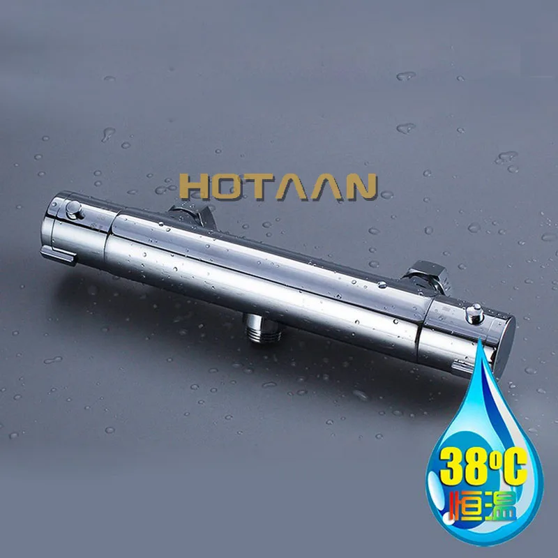 US $33.35 Free Shipping Wall Mounted Two Handle Thermostatic Shower Faucet Thermostatic MixerShower Taps Chrome FinishYT5311B