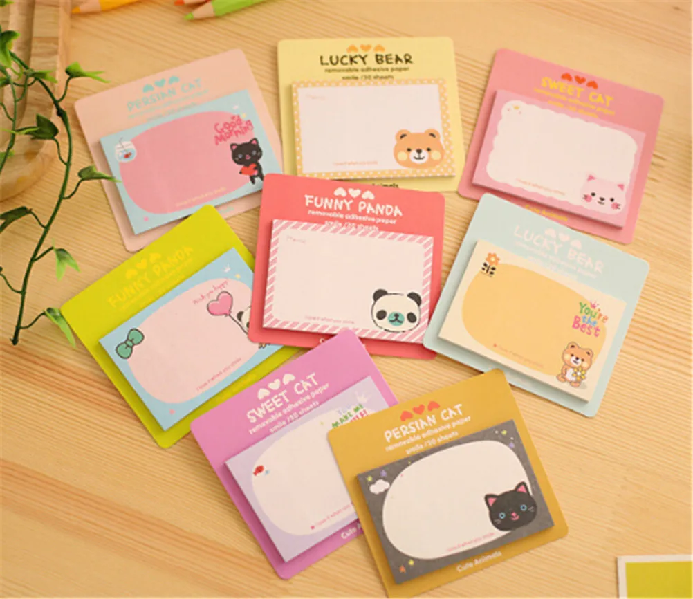 2pcs/lot Memo Pads Cartoon Animal Sticky Note Memo Pad Cute And Convenient Notebook Stickers