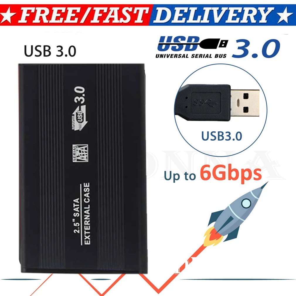 Чехол для корпуса жесткого диска USB 3,0 SATA 2," дюймовый корпус для внешнего жесткого диска/SDD HDD мобильный диск Box Дело+ USB3.0 кабель для передачи данных 3B18