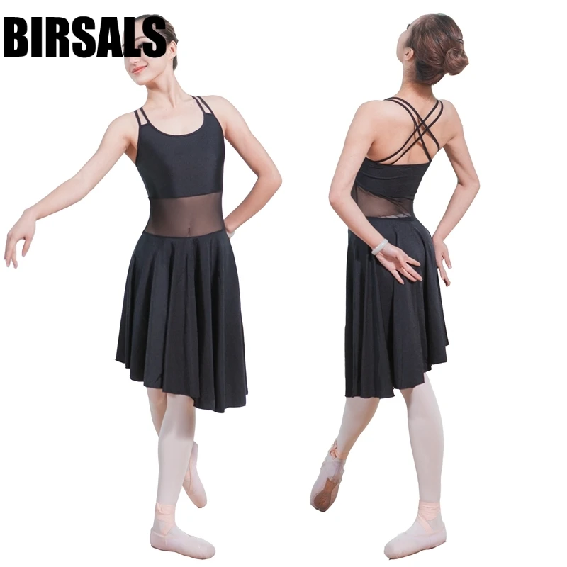 Women Double Camisole Sexy Professional Ballet Dance Lyrical Dress Girls Adult Latin Dance Dress ML6029