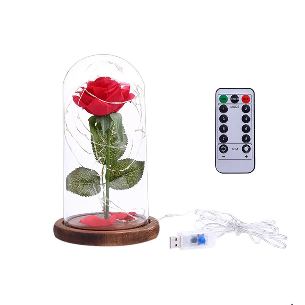 

Gift USB Powered Decorative Living Room Home Copper Wire Valentine's Day Remote Control Artificial Rose LED Lamp Night Light