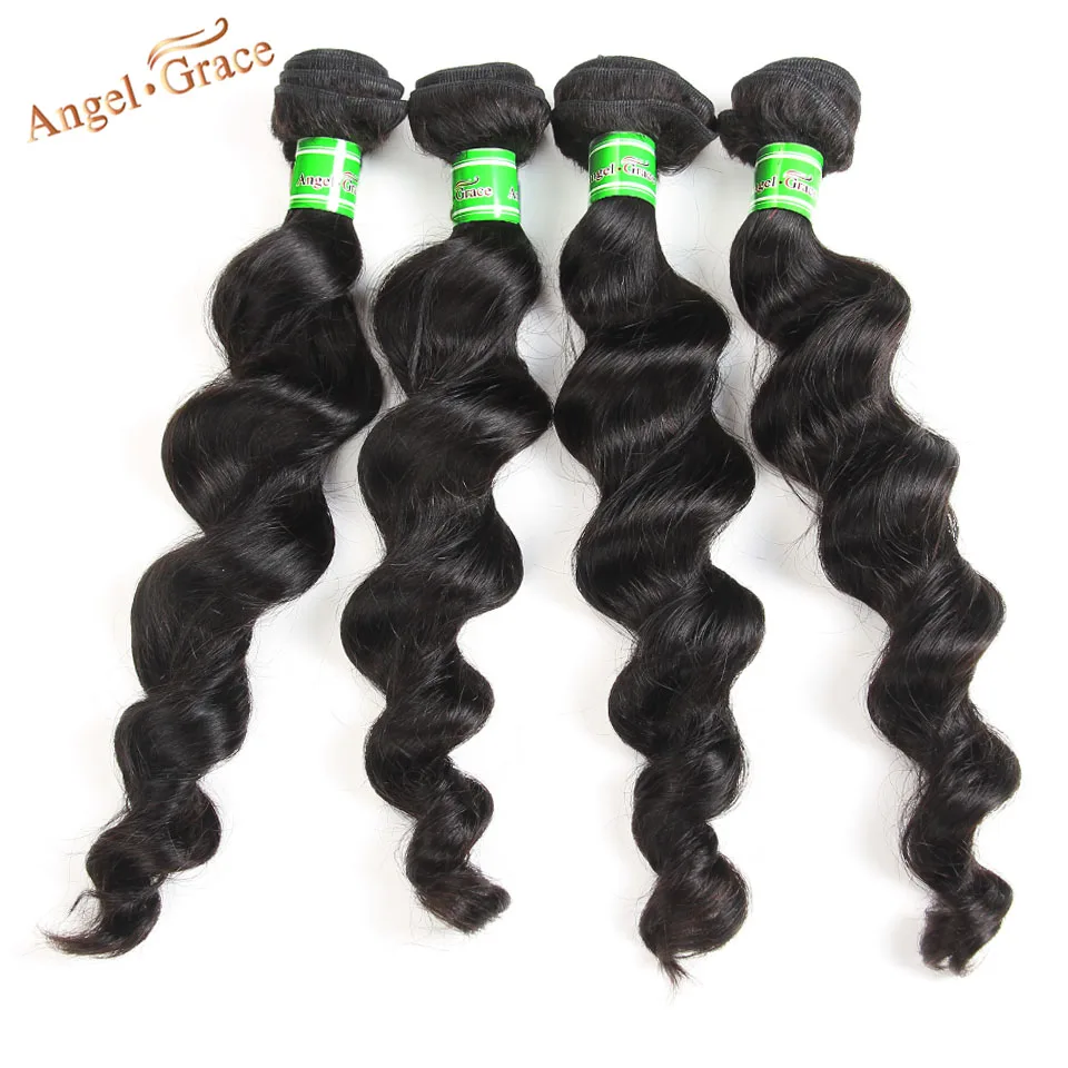 

Peruvian Loose Wave Hair Bundles Deals 1/3/4 pcs/lot Angel Grace Hair Extensions 100% Remy Human Hair Weave Bundles 8-26 Inches