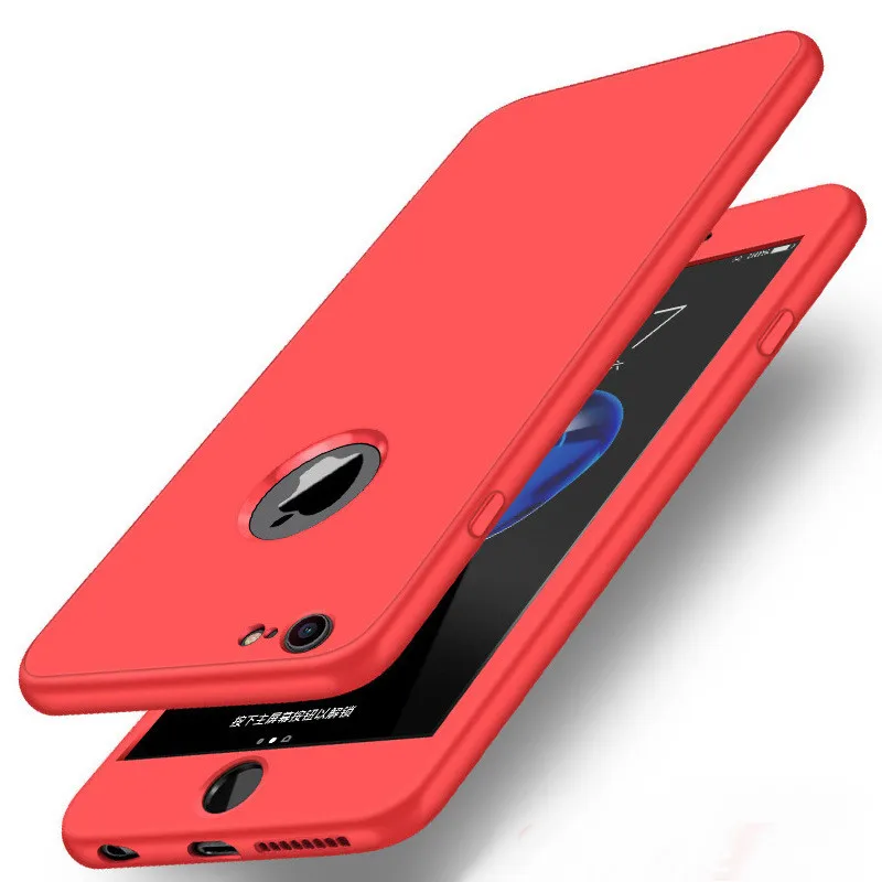360 градусов Полная защита чехол для телефона для iPhone 6 S 6s 7 8 Plus 5 5S SE X XS Max XR 6Plus 7Plus 8 Plus Coque Мягкий силиконовый чехол - Цвет: Red