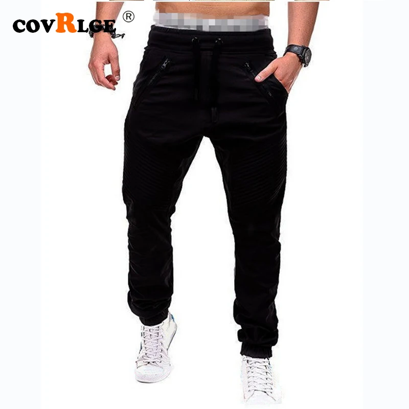 College Men's Solid Color Casual Tether Elastic Sports Trousers Spring ...