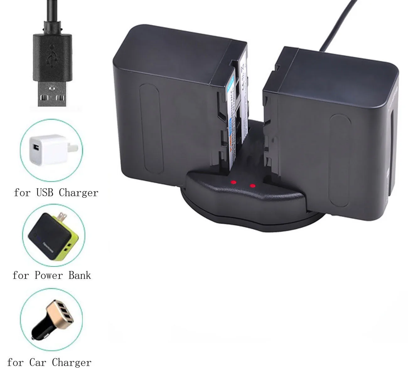 USB Dual Батарея Зарядное устройство для sony DCR-PC100, DCR-PC105, DCR-PC110, DCR-PC115, DCR-PC120, DCR-PC330 цифровые мини-видеокамеры Handycam