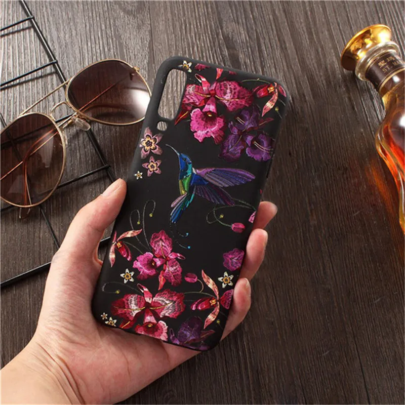 Чехол для Samsung Galaxy A7 2018 силиконовый мягкий ТПУ чехол с 3d-тиснением в виде фламинго