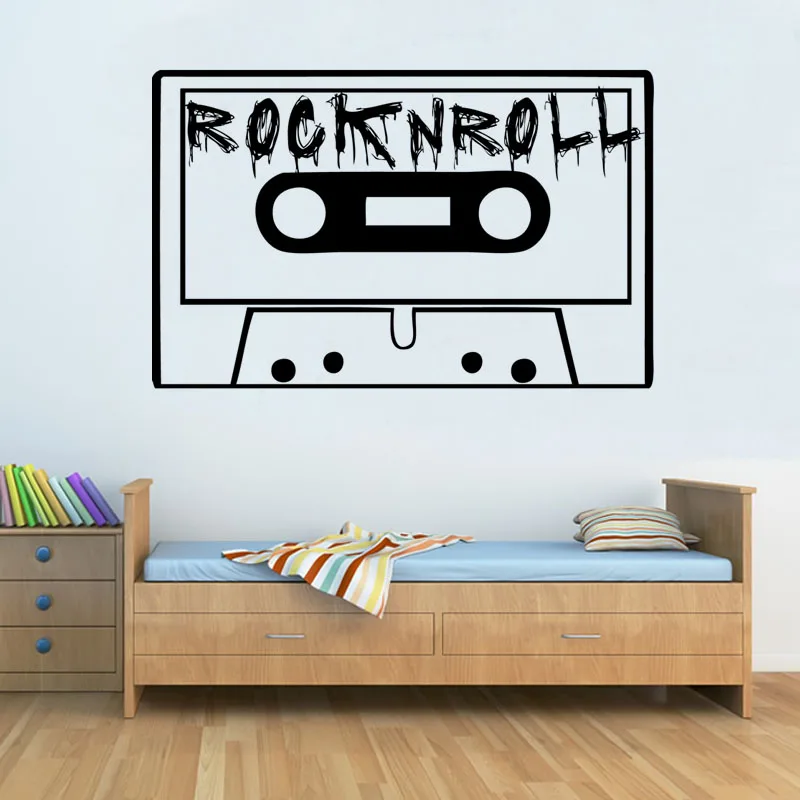 

Vintage Rock And Roll Tape Wall Sticker Kids Bedroom Vinyl Removable Home Decor Art Wall Decal